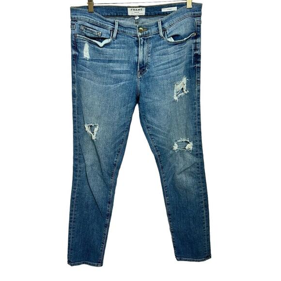 Frame Le Garçon Boyfriend Denim Distressed Jeans Sz 30 Dunnmore LGJ6540 - Picture 2 of 7